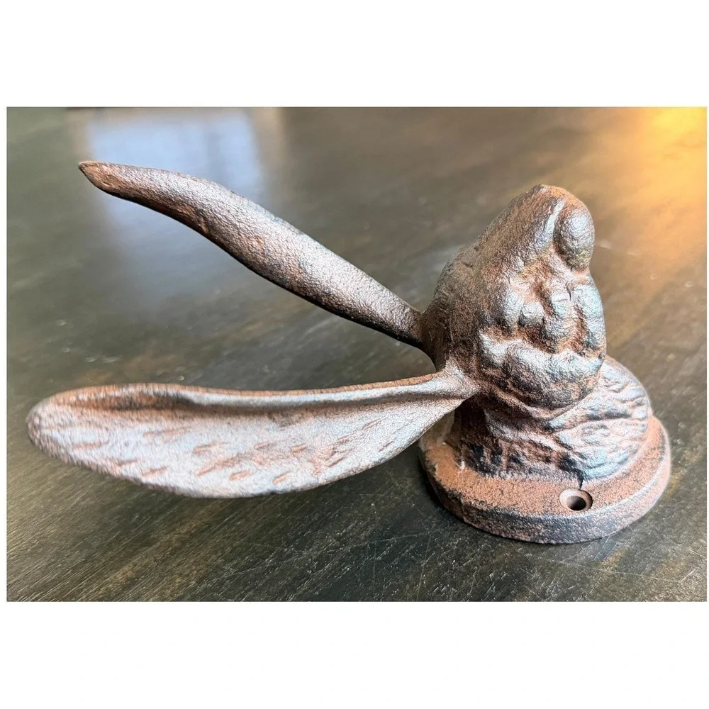 Cast Iron Rabbit Wall Hook Brown Natural Farmhouse Decor 7